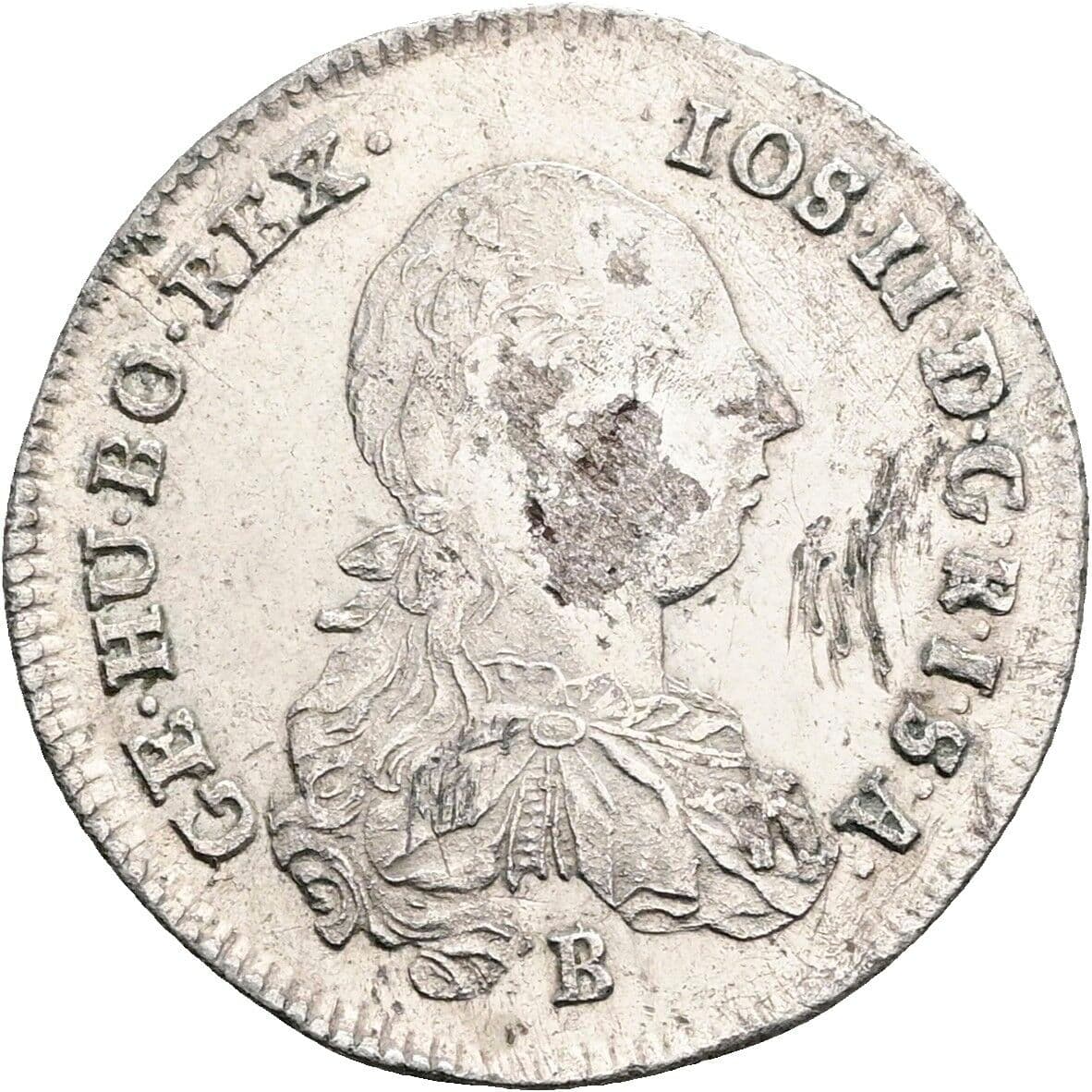 3 Kreuzer Joseph II. 1780-1790 1784 B, Kremnitz – Vorderseite
