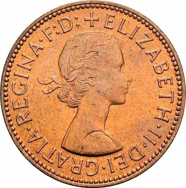 1/2 Penny Elisabeth II. 1952-2022 1958 – Vorderseite