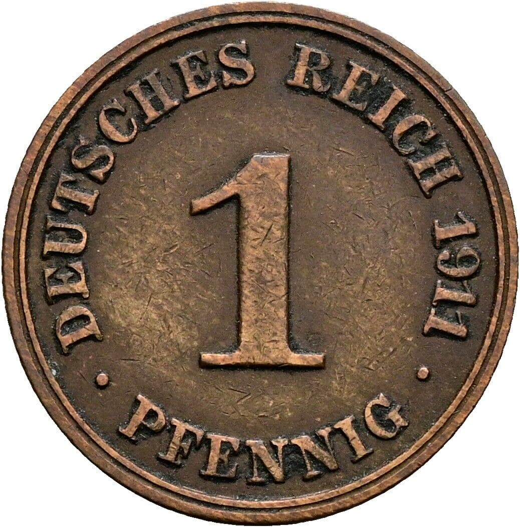 1 Pfennig 1911 J – Vorderseite