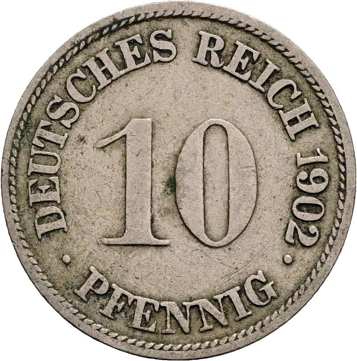 10 Pfennig 1902 G – Vorderseite
