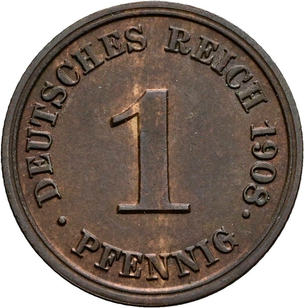 1 Pfennig 1908 J – Vorderseite
