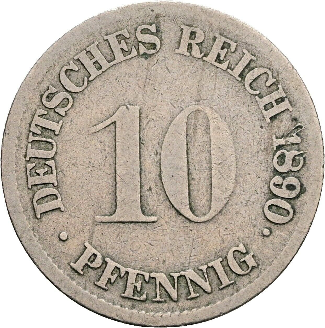10 Pfennig 1890 F – Vorderseite