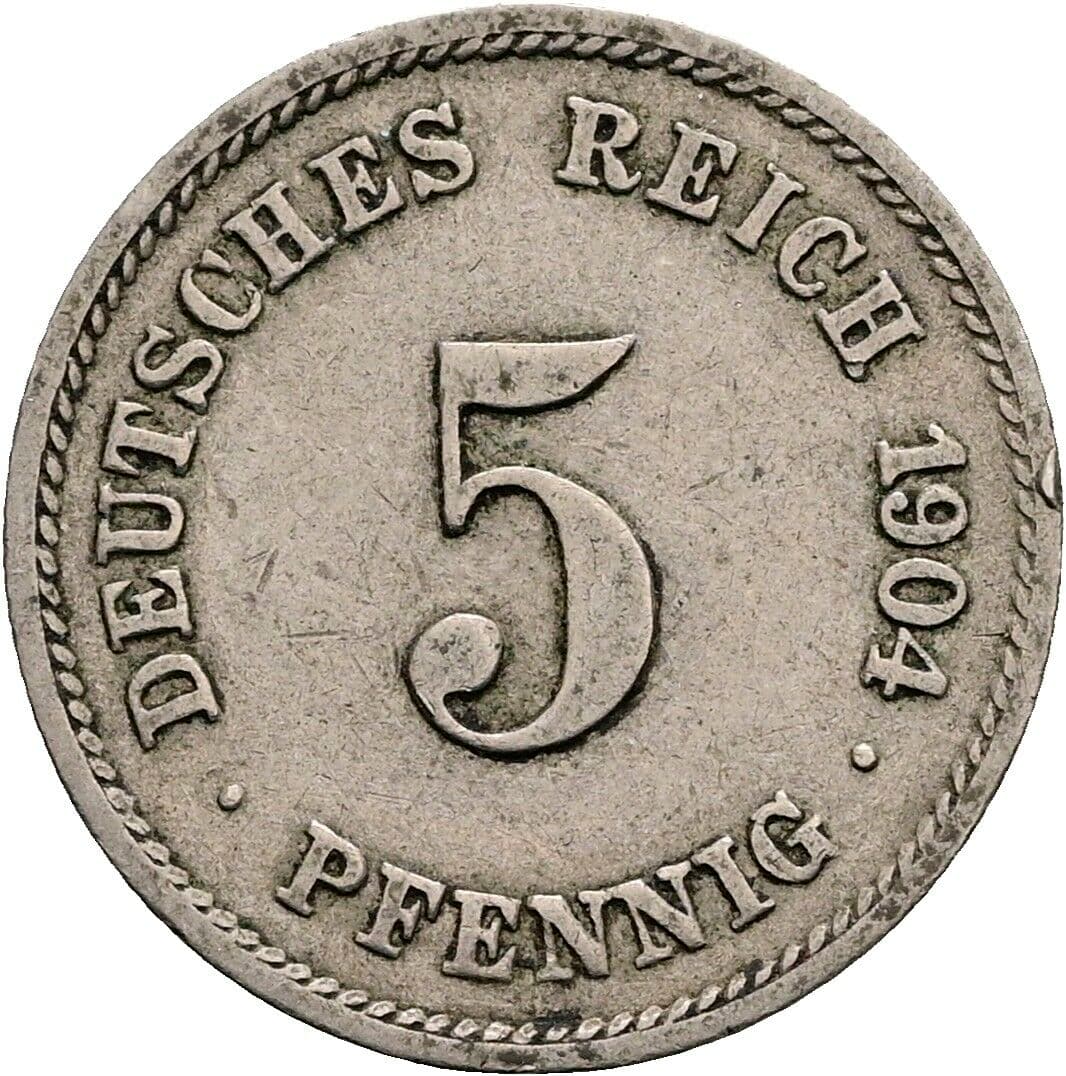 5 Pfennig 1904 G – Vorderseite
