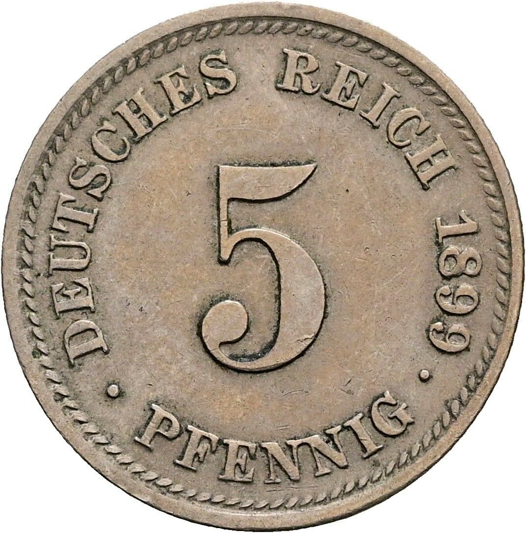 5 Pfennig 1899 D – Vorderseite