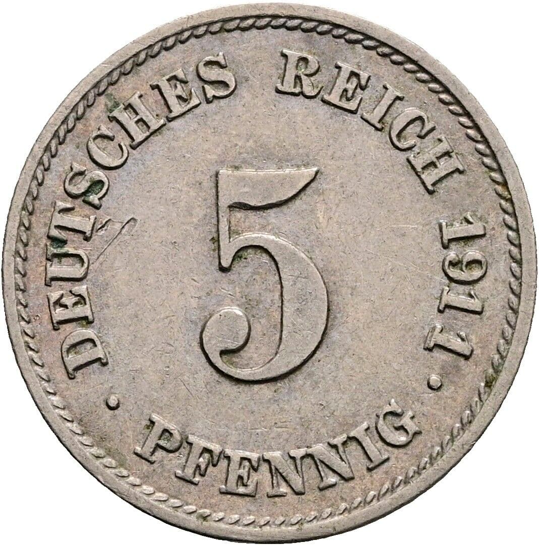 5 Pfennig 1911 G – Vorderseite