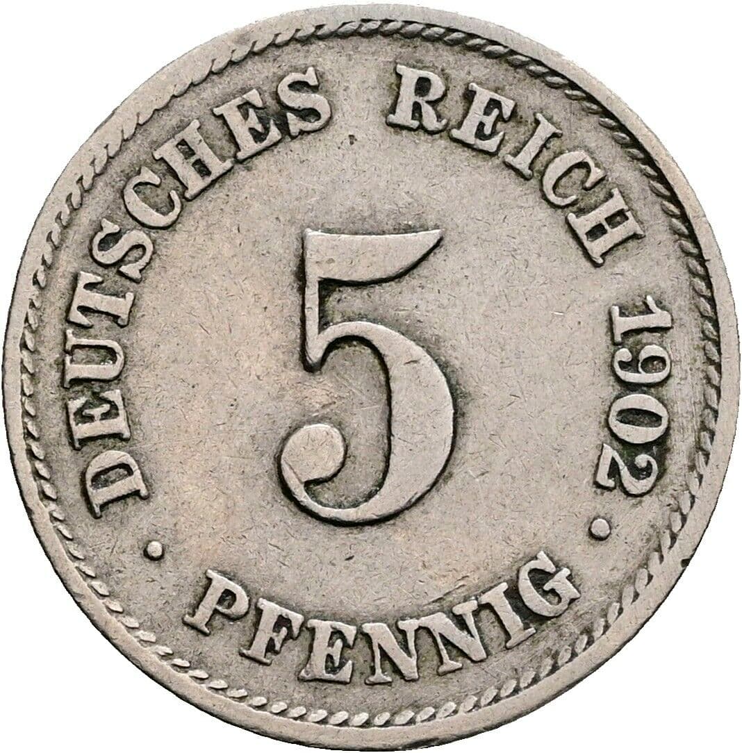 5 Pfennig 1902 E – Vorderseite