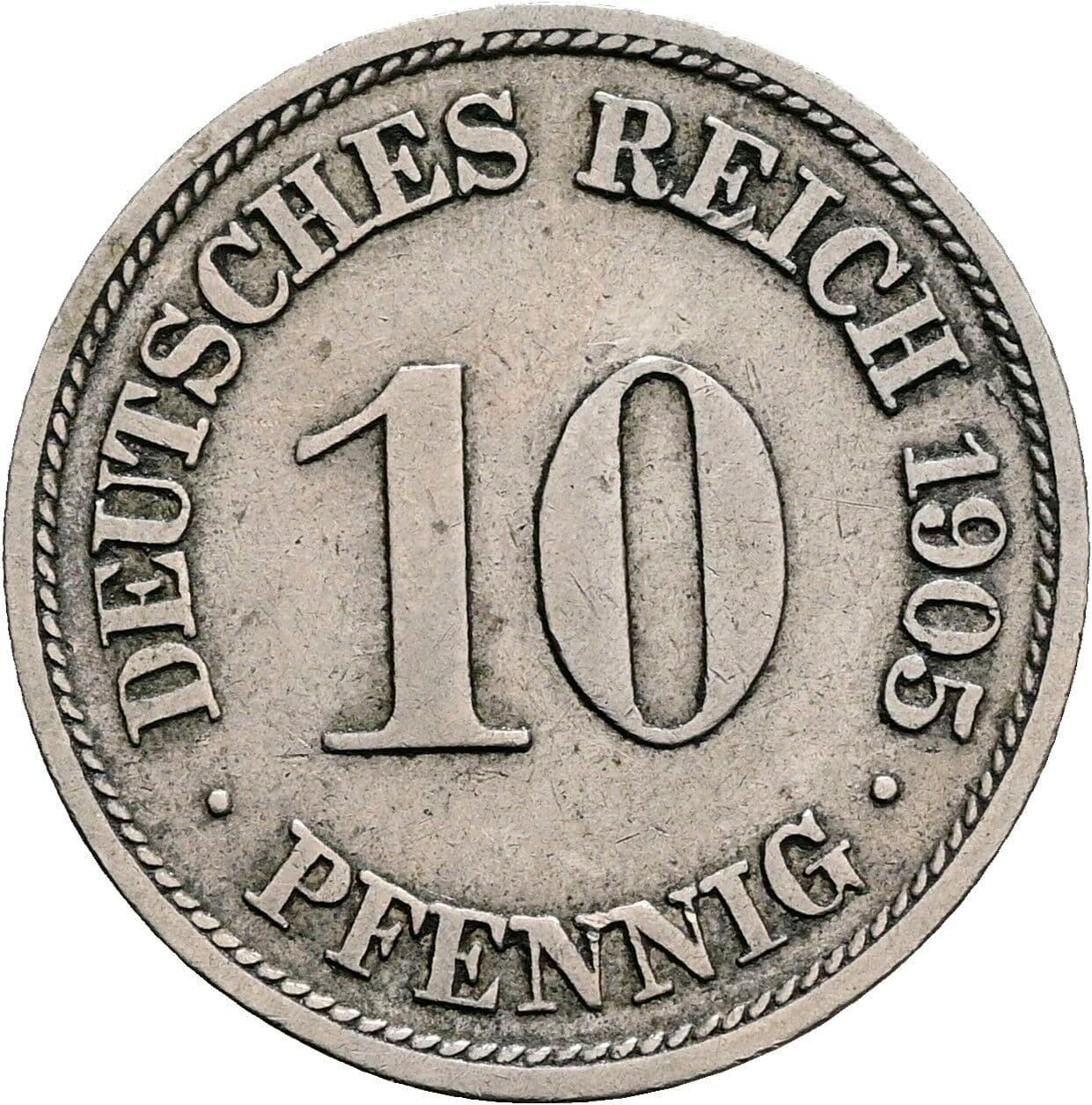 10 Pfennig 1905 F – Vorderseite
