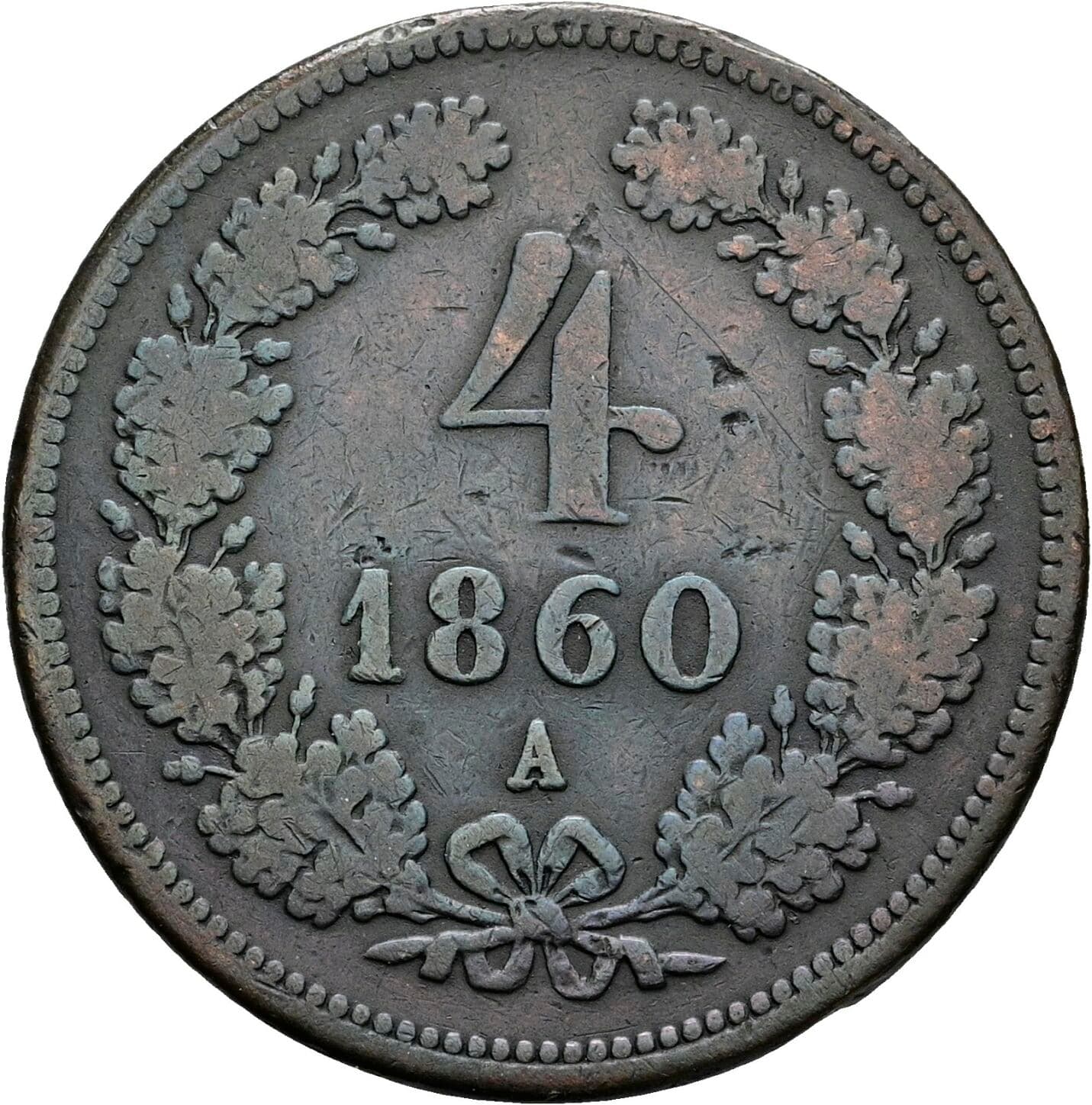 4 Kreuzer Franz Joseph I. 1848-1916 1860 A – Vorderseite
