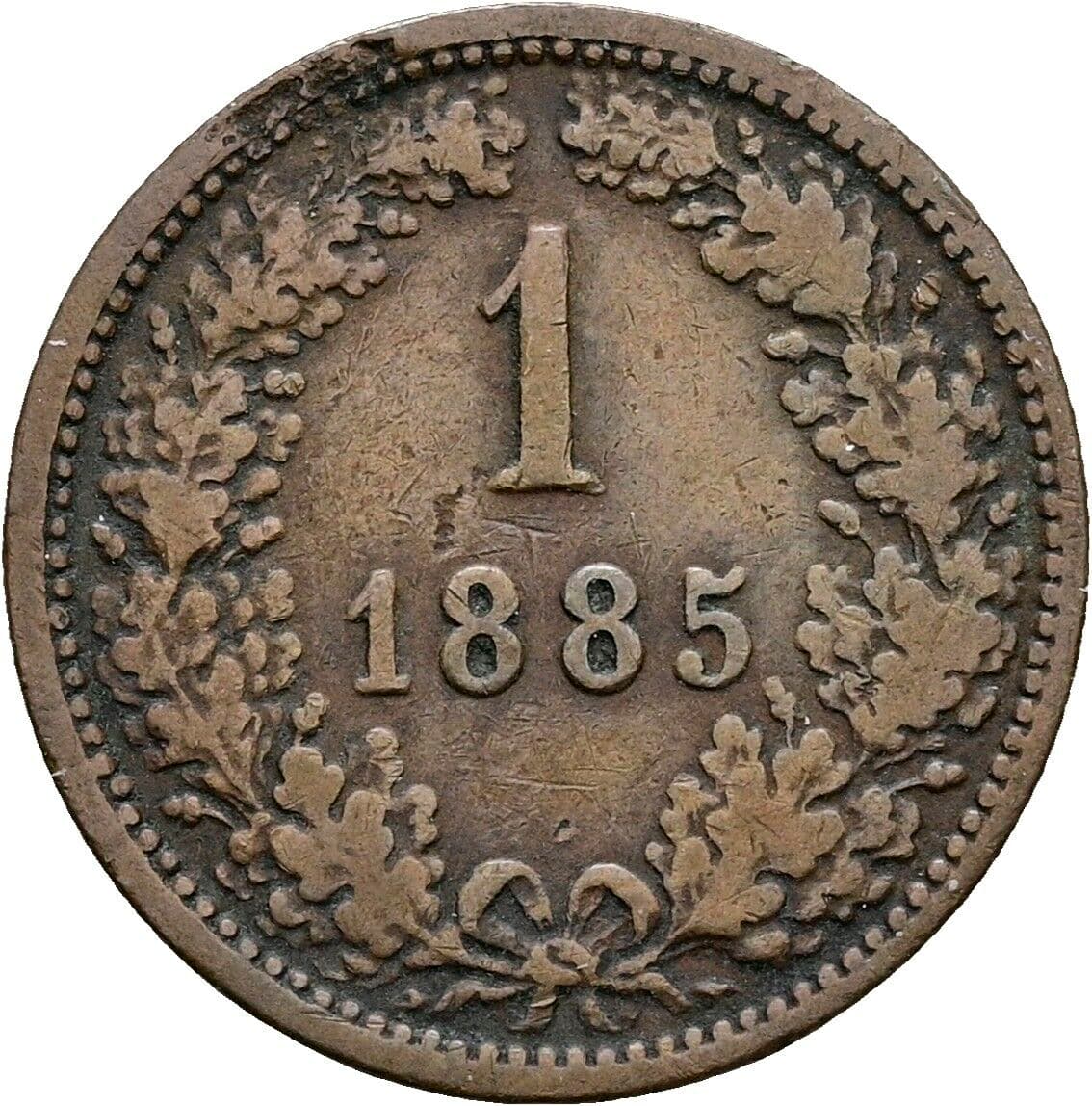 1 Kreuzer Franz Joseph I. 1848-1916 1885 – Vorderseite