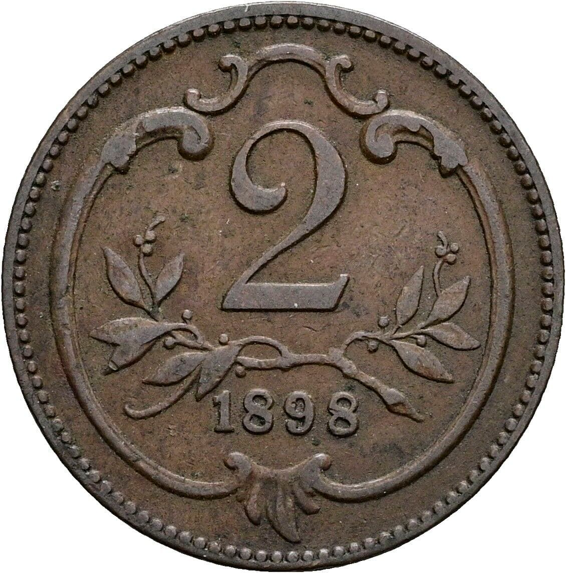 2 Heller Franz Joseph I. 1848-1916 1898 – Vorderseite