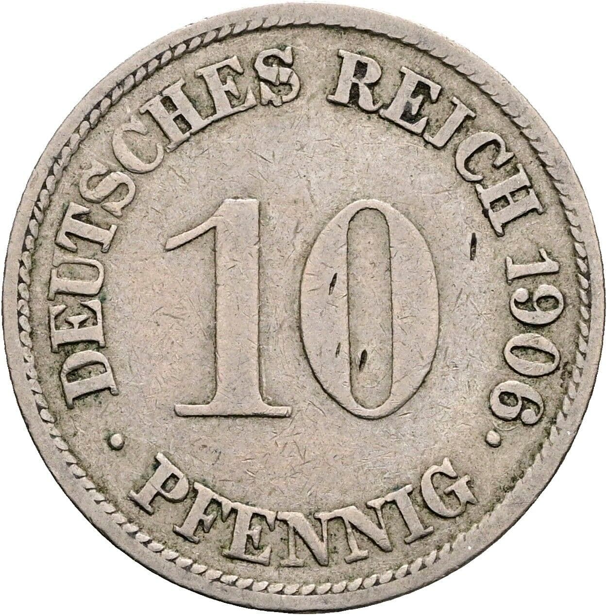 10 Pfennig 1906 G – Vorderseite