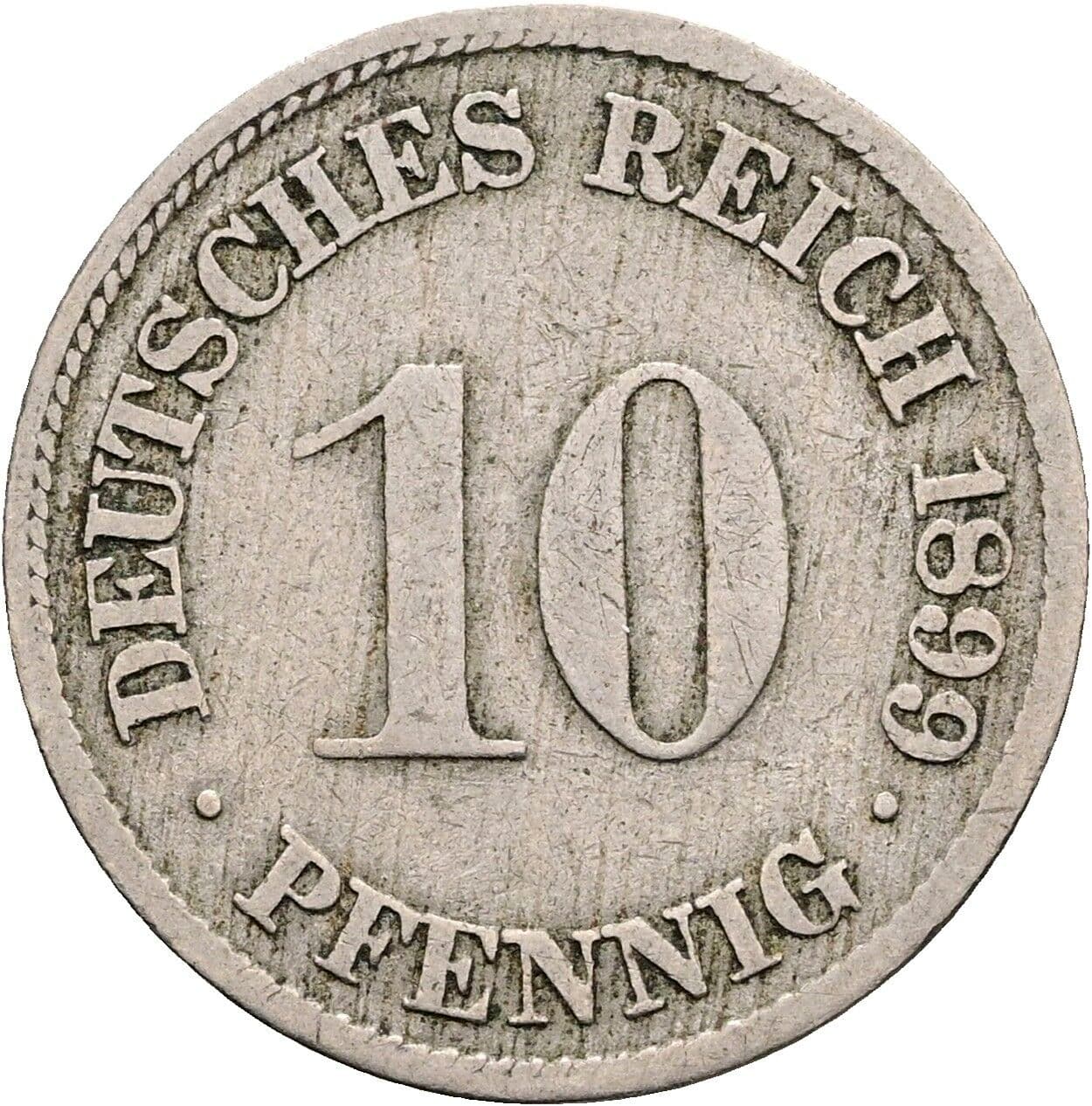 10 Pfennig 1899 F – Vorderseite