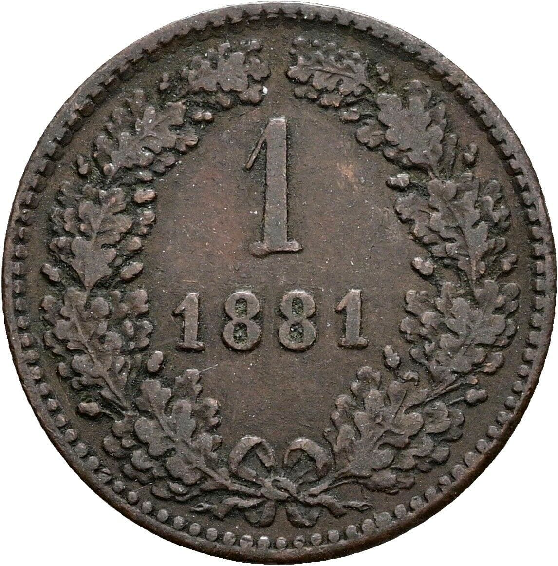 1 Kreuzer Franz Joseph I. 1848-1916 1881 – Vorderseite