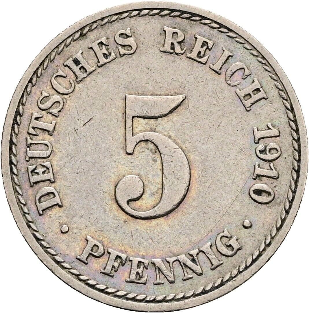 5 Pfennig 1910 A – Vorderseite