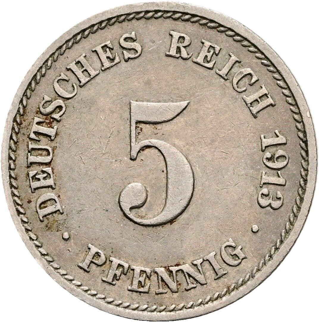 5 Pfennig 1913 J – Vorderseite