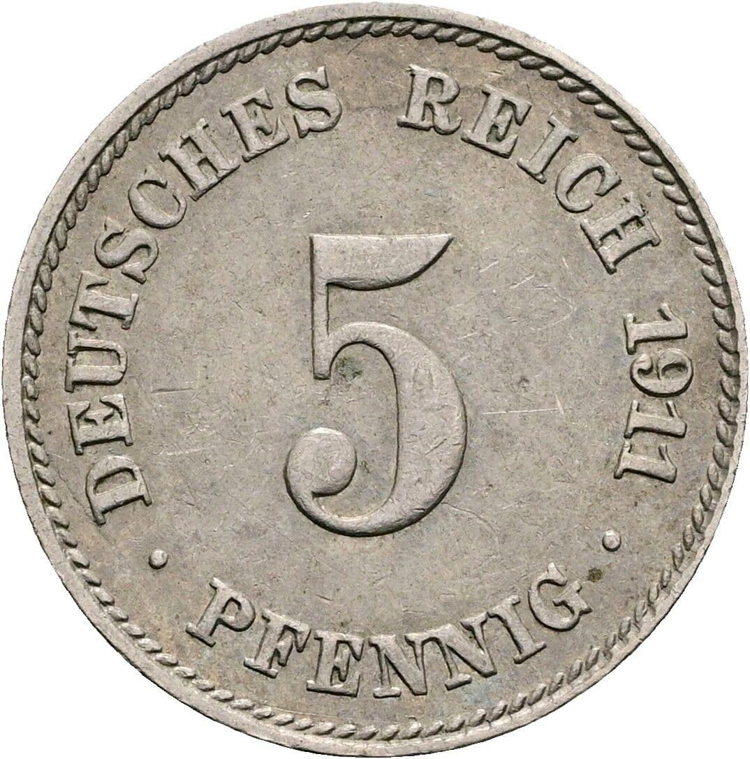 5 Pfennig 1911 J – Vorderseite