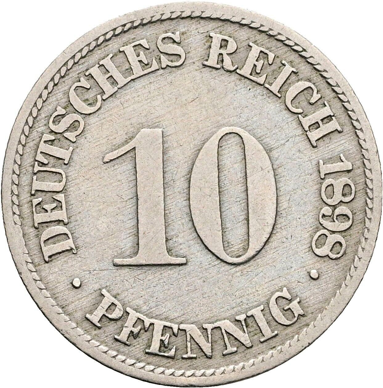 10 Pfennig 1898 F – Vorderseite