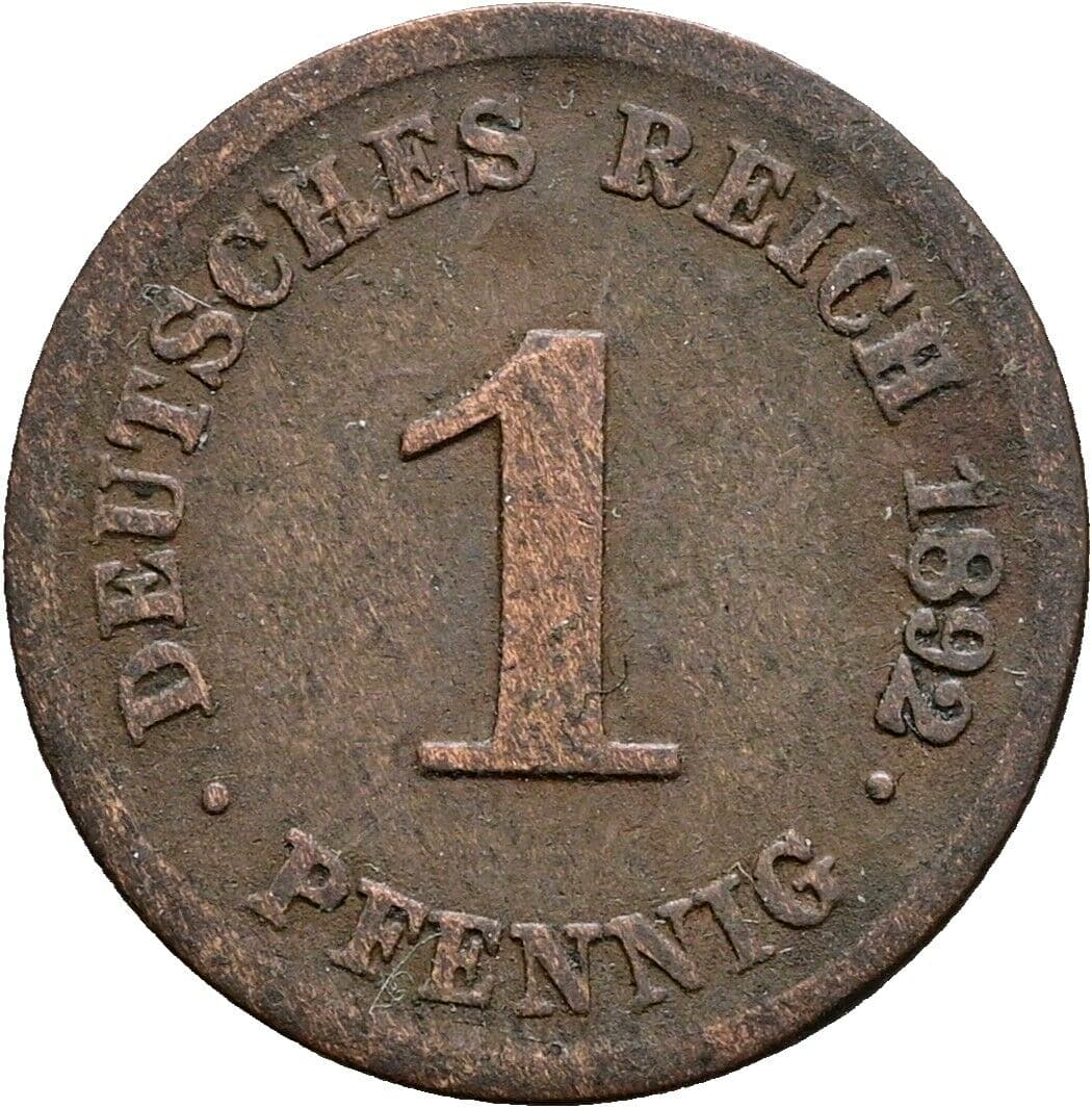1 Pfennig 1892 G – Vorderseite