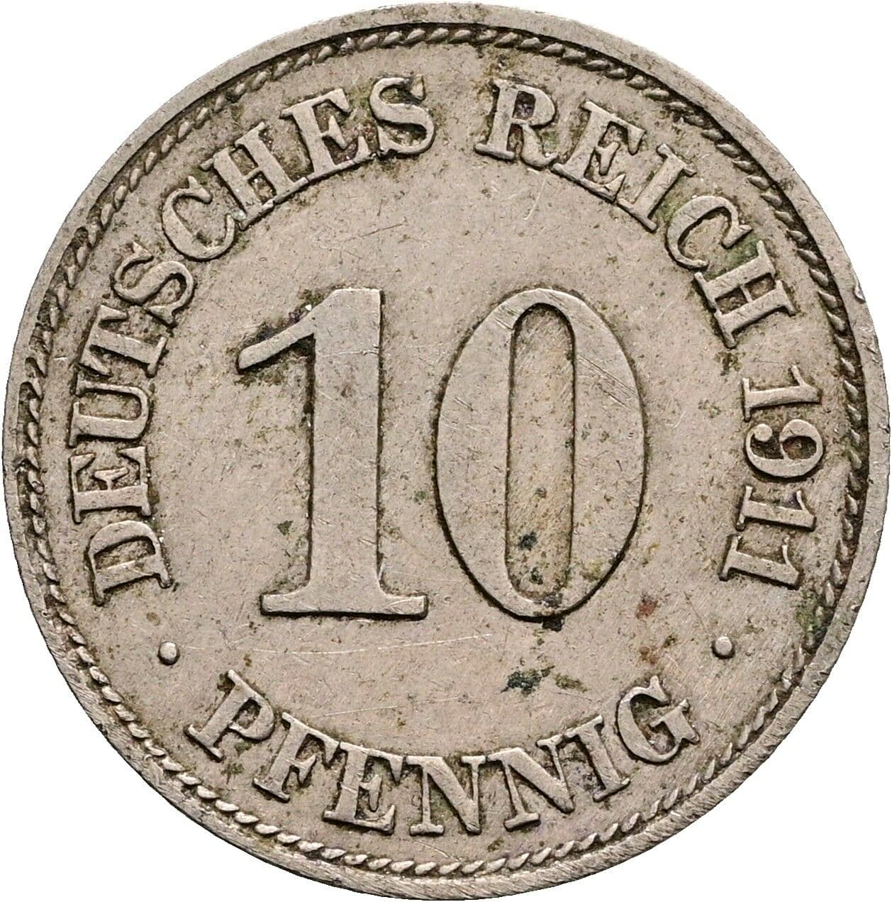 10 Pfennig 1911 E – Vorderseite