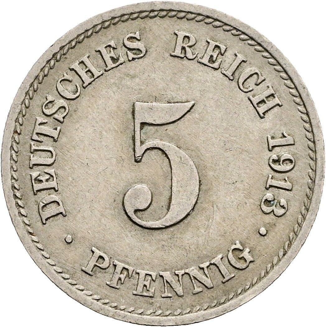 5 Pfennig 1913 G – Vorderseite