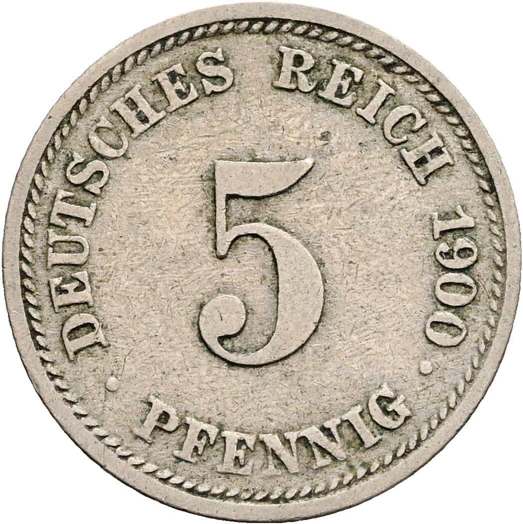 5 Pfennig 1900 D – Vorderseite