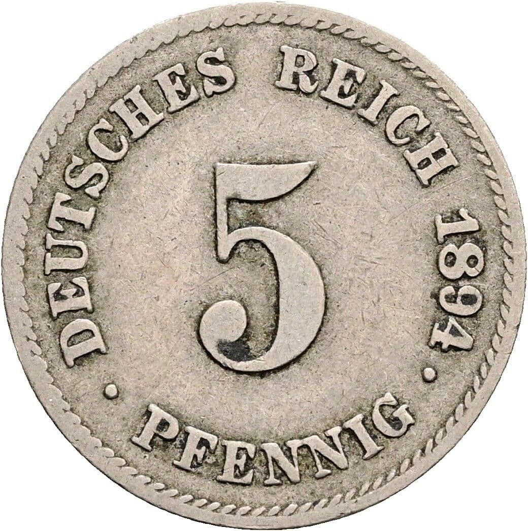 5 Pfennig 1894 G – Vorderseite