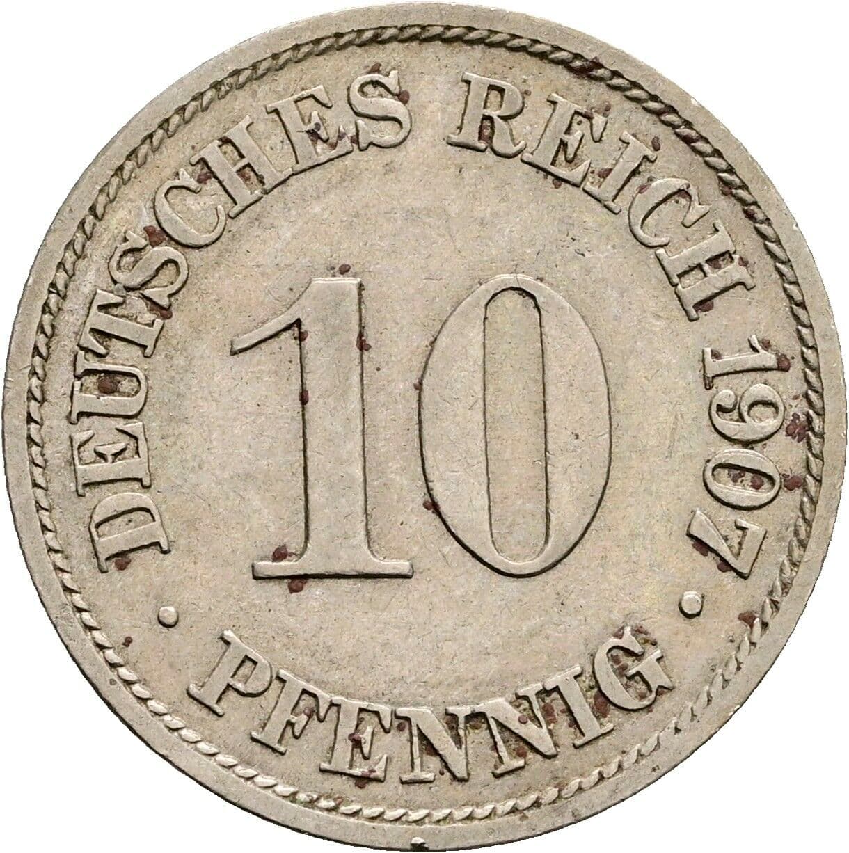 10 Pfennig 1907 A – Vorderseite