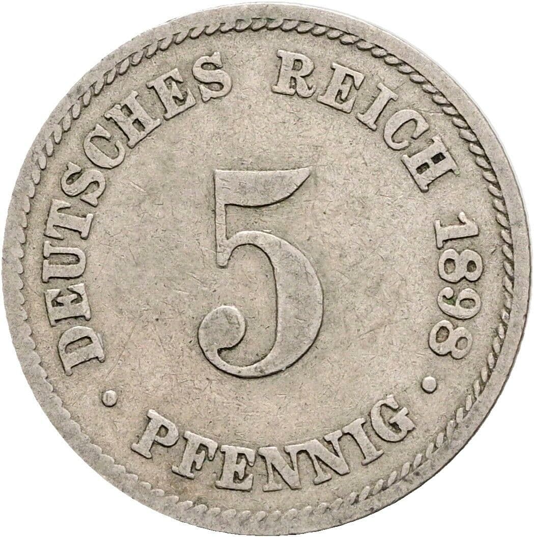 5 Pfennig 1898 J – Vorderseite