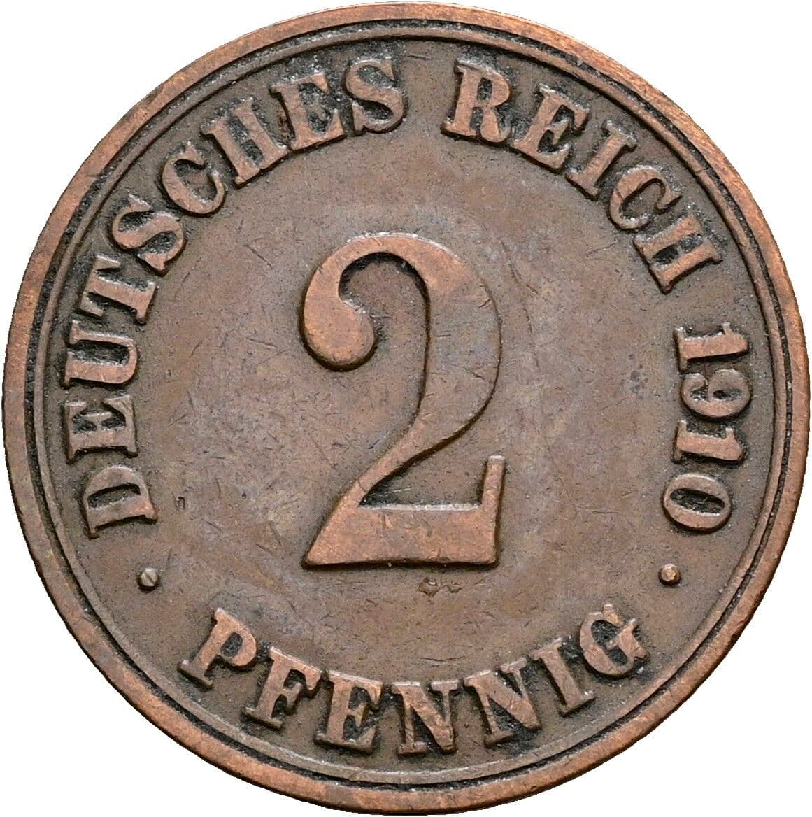2 Pfennig 1910 A – Vorderseite