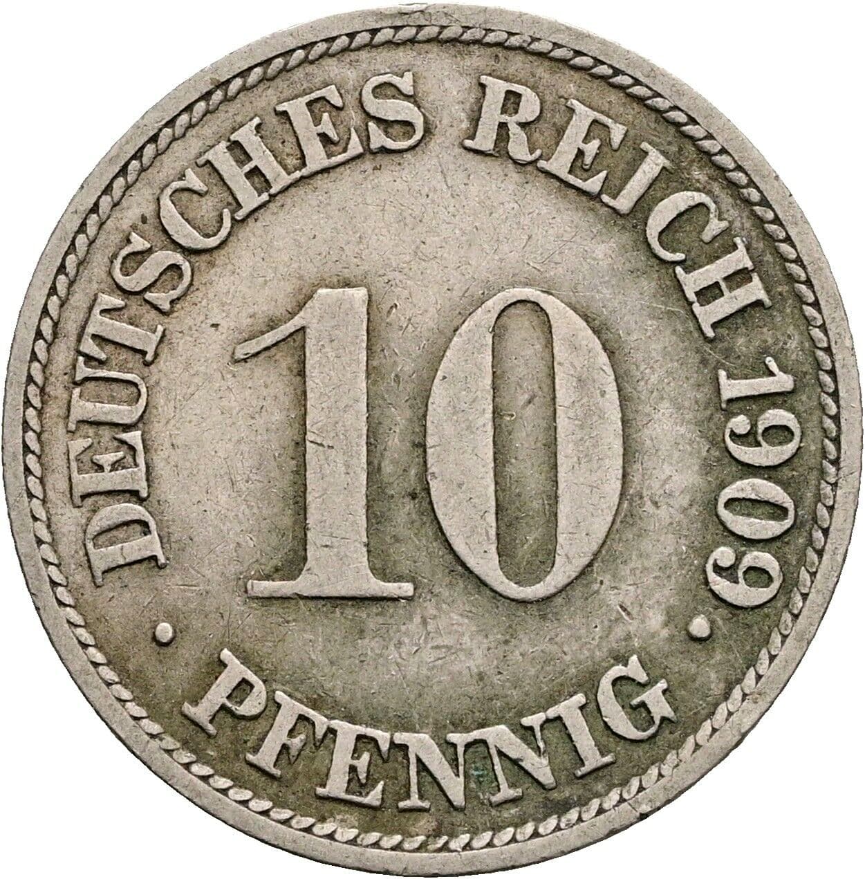 10 Pfennig 1909 G – Vorderseite
