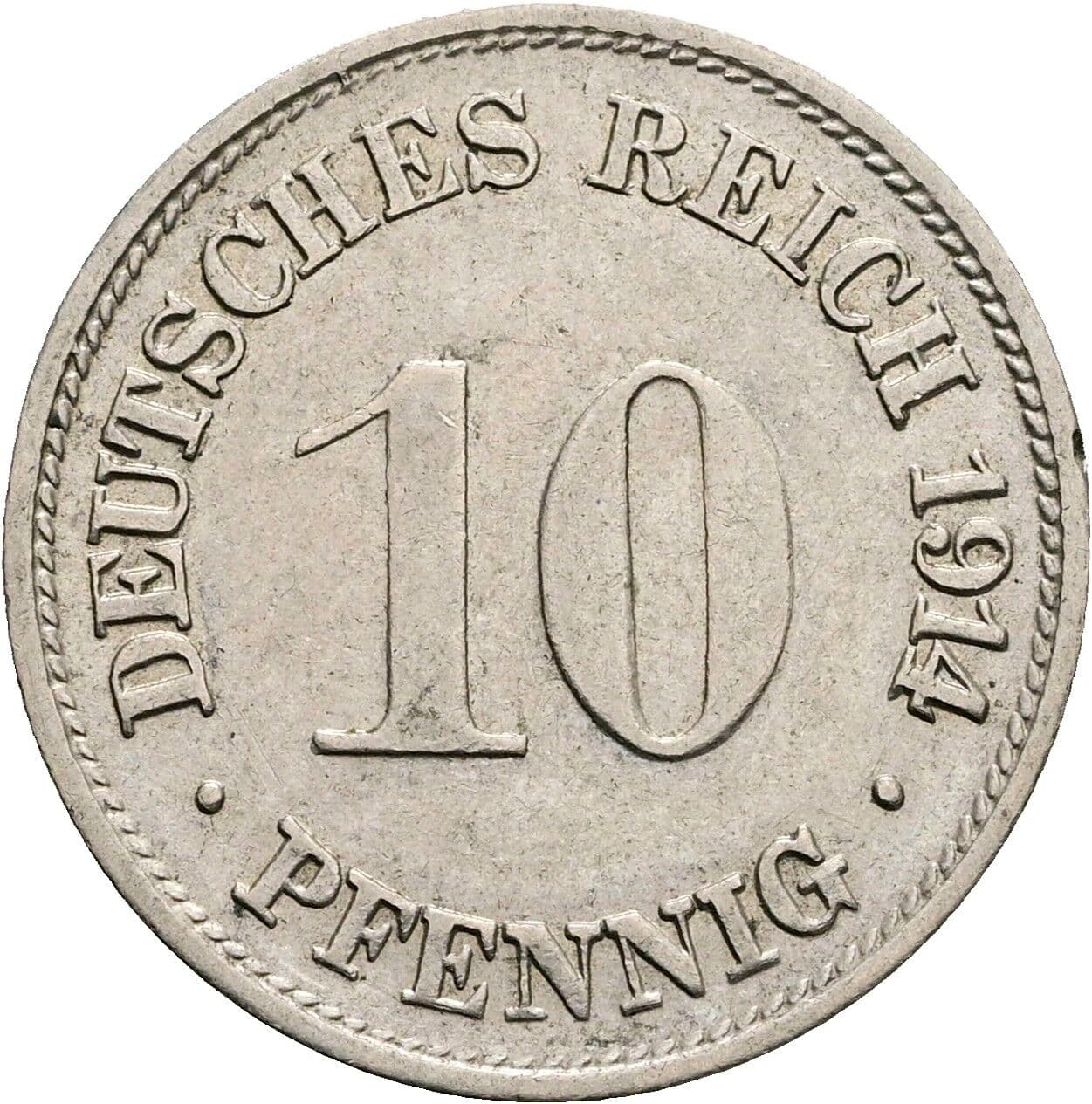 10 Pfennig 1914 G – Vorderseite