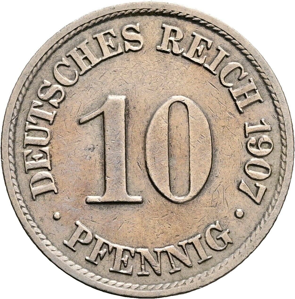10 Pfennig 1907 A – Vorderseite