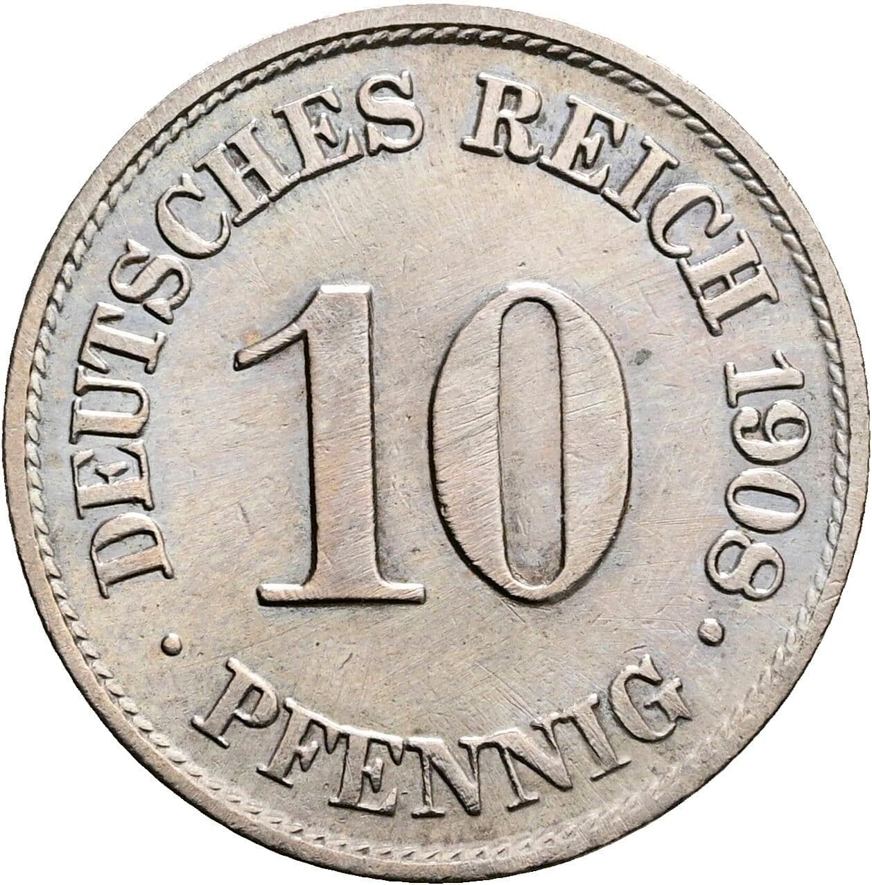 10 Pfennig 1908 A – Vorderseite