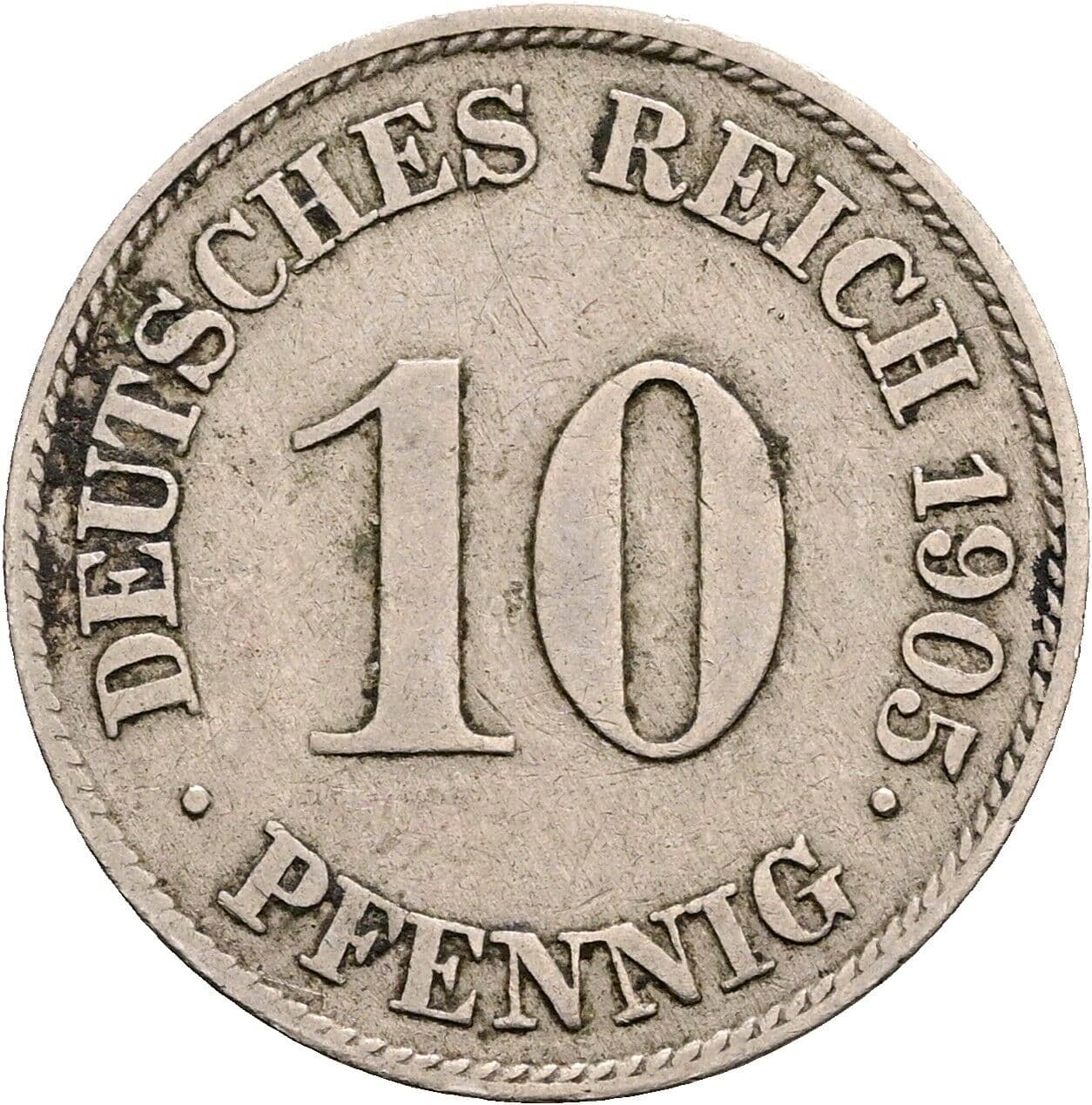 10 Pfennig 1905 J – Vorderseite