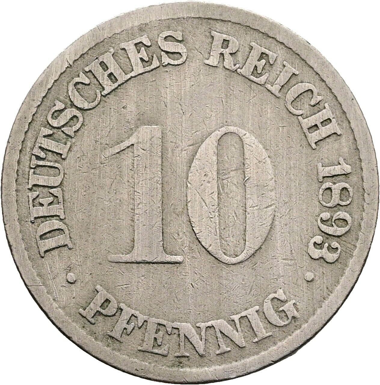 10 Pfennig 1893 G – Vorderseite