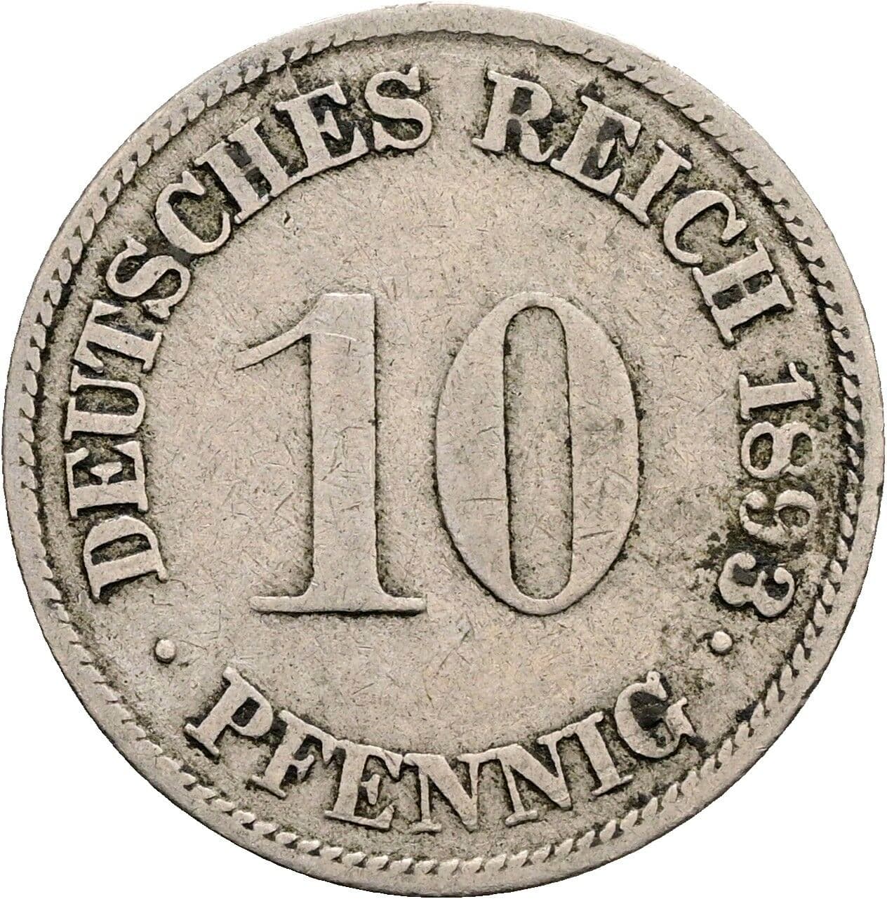 10 Pfennig 1893 G – Vorderseite
