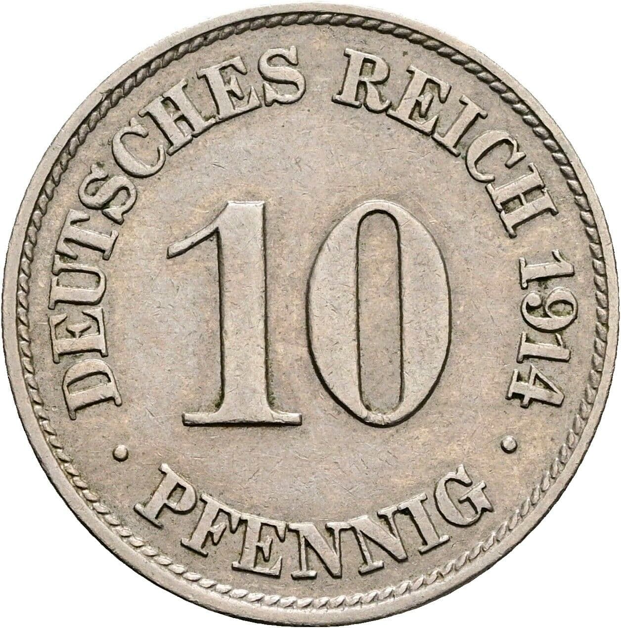 10 Pfennig 1914 J – Vorderseite