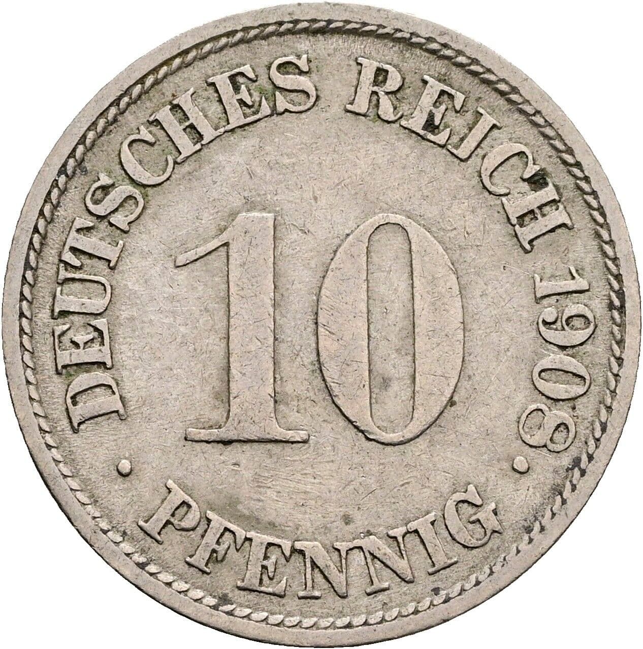 10 Pfennig 1908 G – Vorderseite