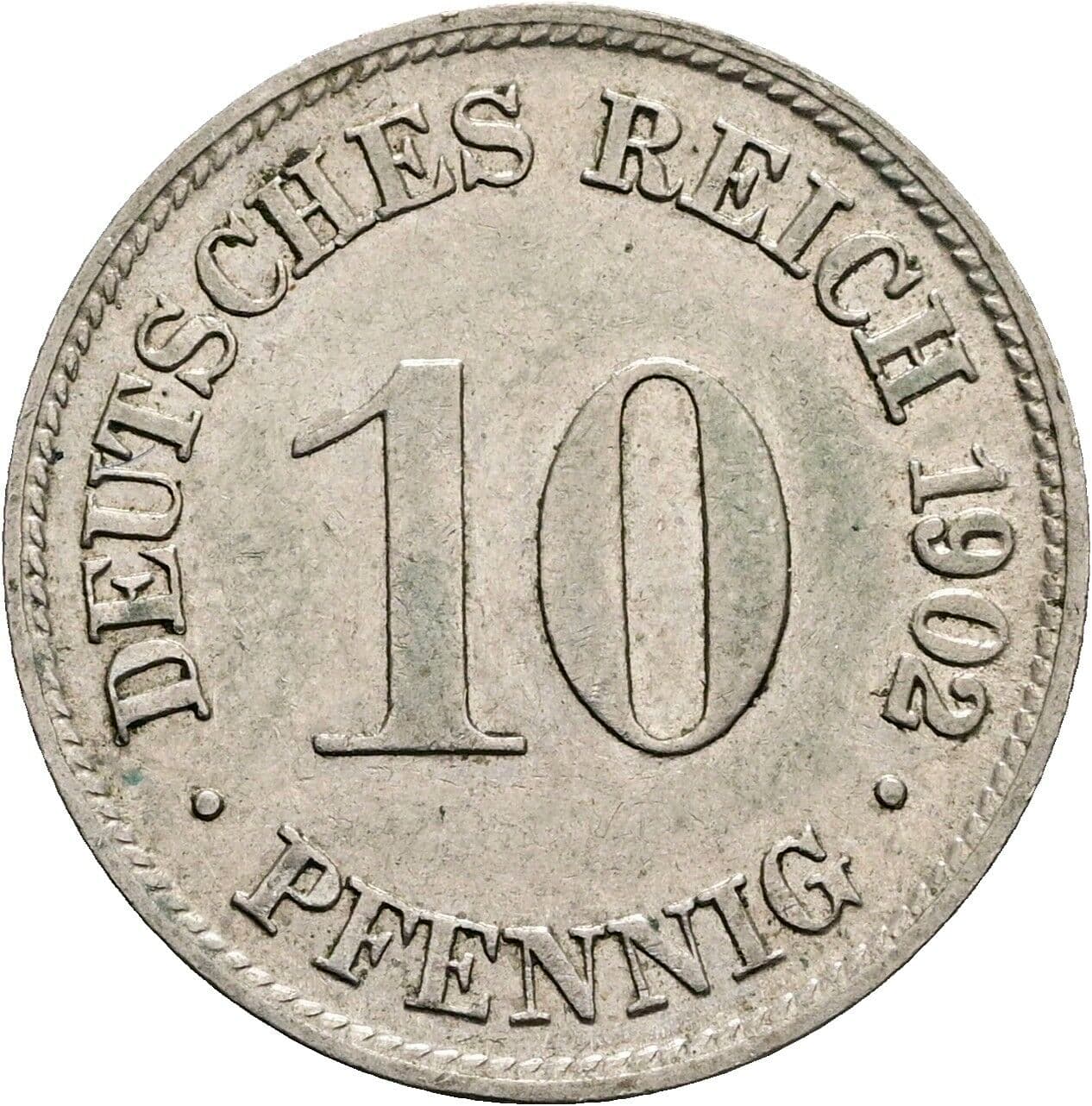 10 Pfennig 1902 D – Vorderseite