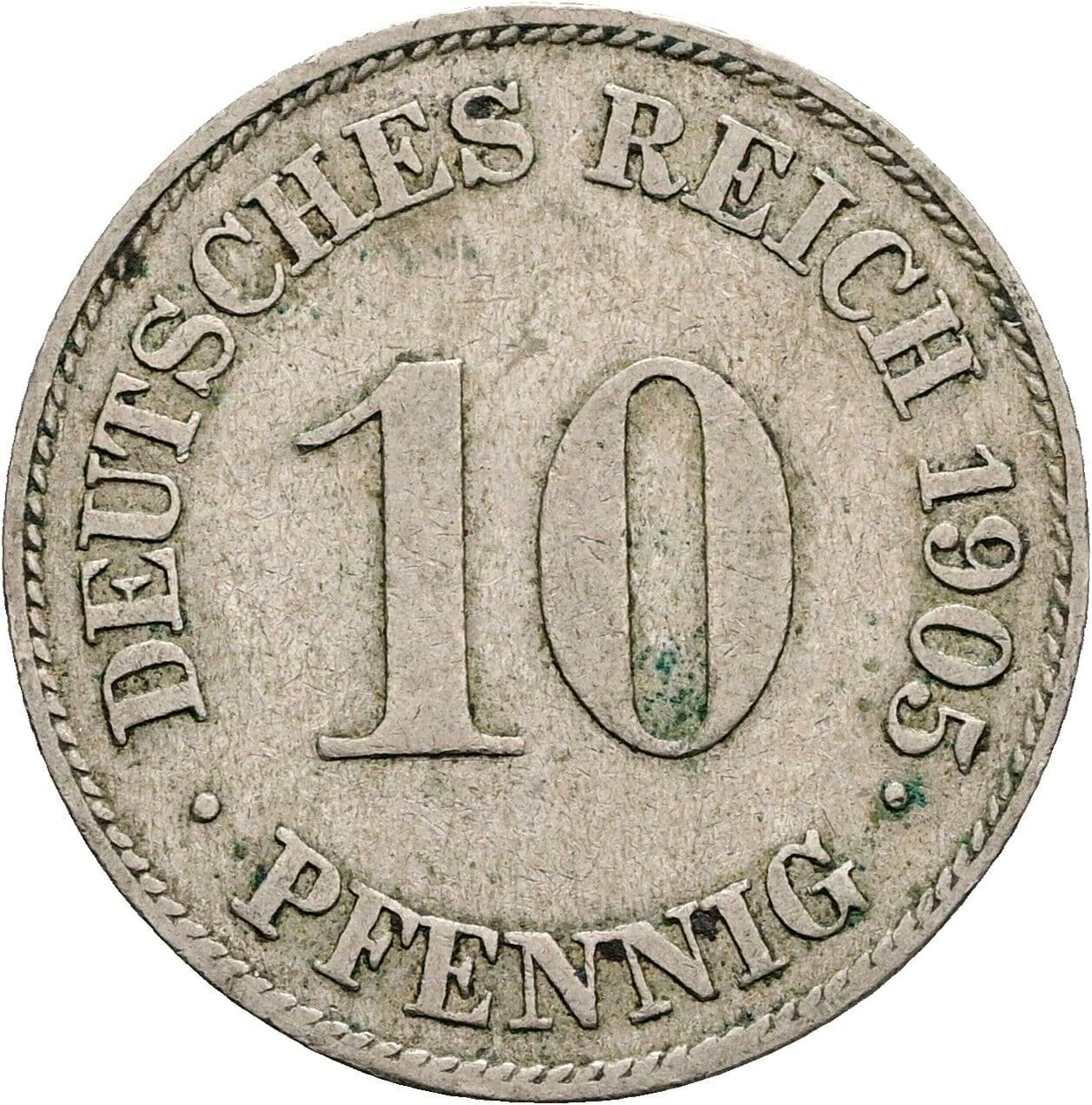 10 Pfennig 1905 J – Vorderseite