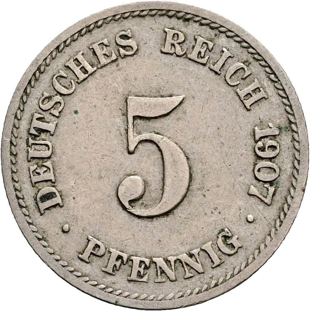 5 Pfennig 1907 G – Vorderseite