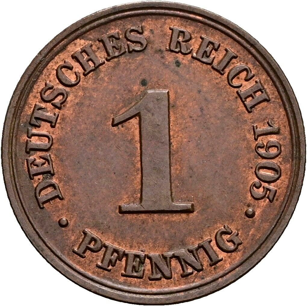 1 Pfennig 1905 D – Vorderseite
