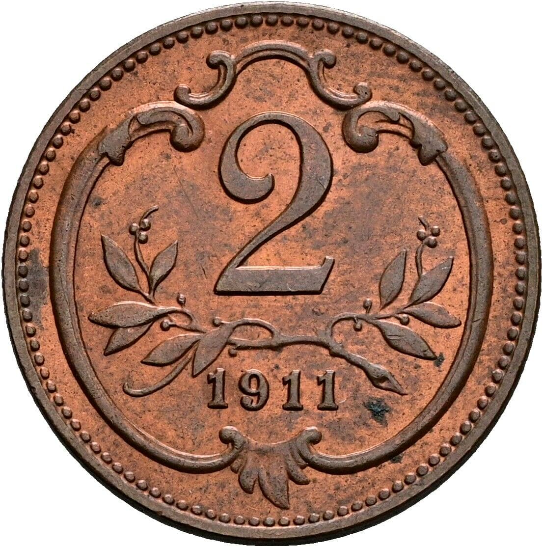 2 Heller Franz Joseph I. 1848-1916 1911 – Vorderseite