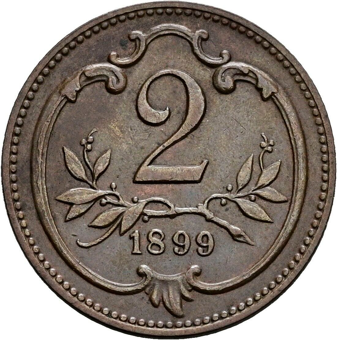 2 Heller Franz Joseph I. 1848-1916 1899 – Vorderseite