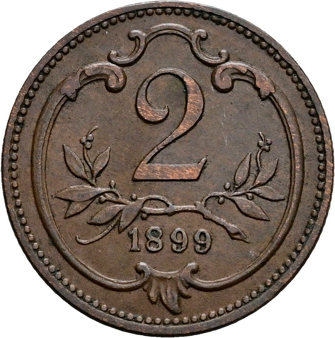 2 Heller Franz Joseph I. 1848-1916 1899 – Vorderseite