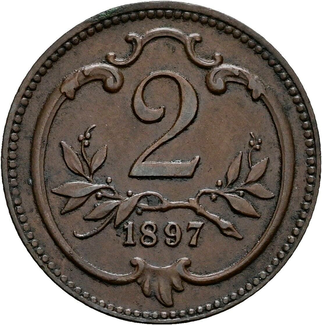 2 Heller Franz Joseph I. 1848-1916 1897 – Vorderseite