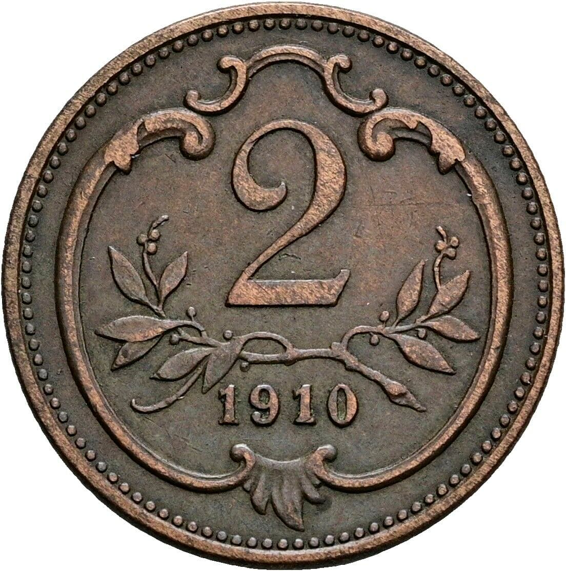2 Heller Franz Joseph I. 1848-1916 1910 – Vorderseite