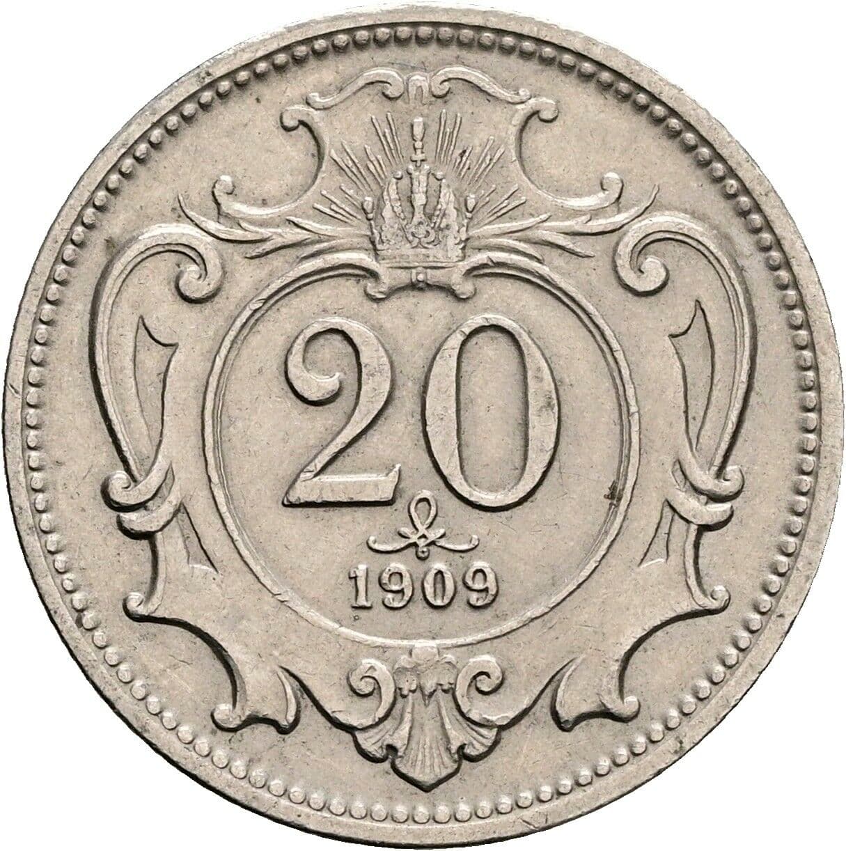 20 Heller Franz Joseph I. 1848-1916 1909 – Vorderseite