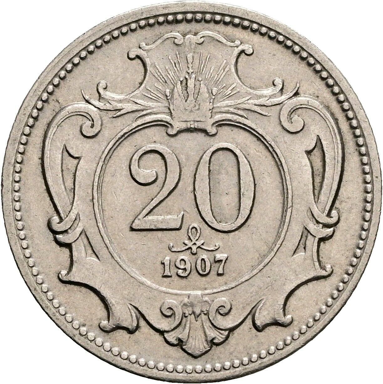 20 Heller Franz Joseph I. 1848-1916 1907 – Vorderseite