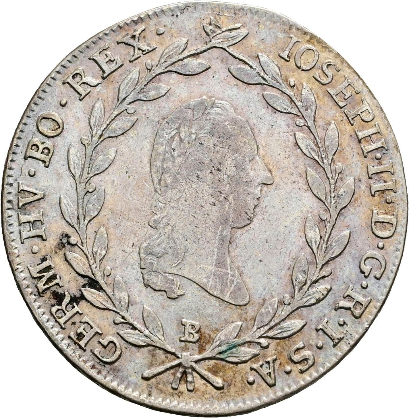20 Kreuzer Joseph II. 1765-1790 1787 B, Kremnitz – Vorderseite